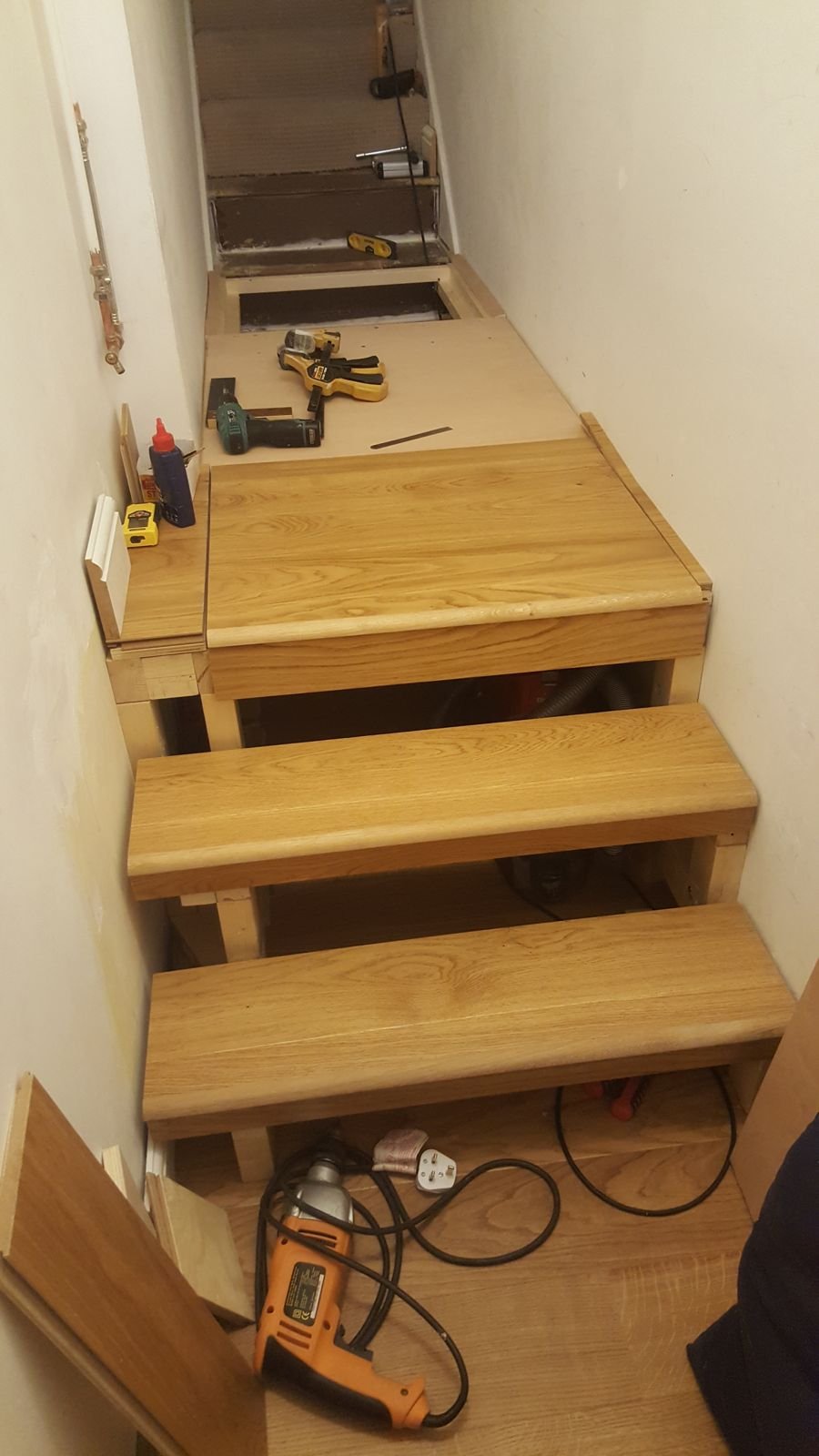 The steps taking shape with flooring going on
